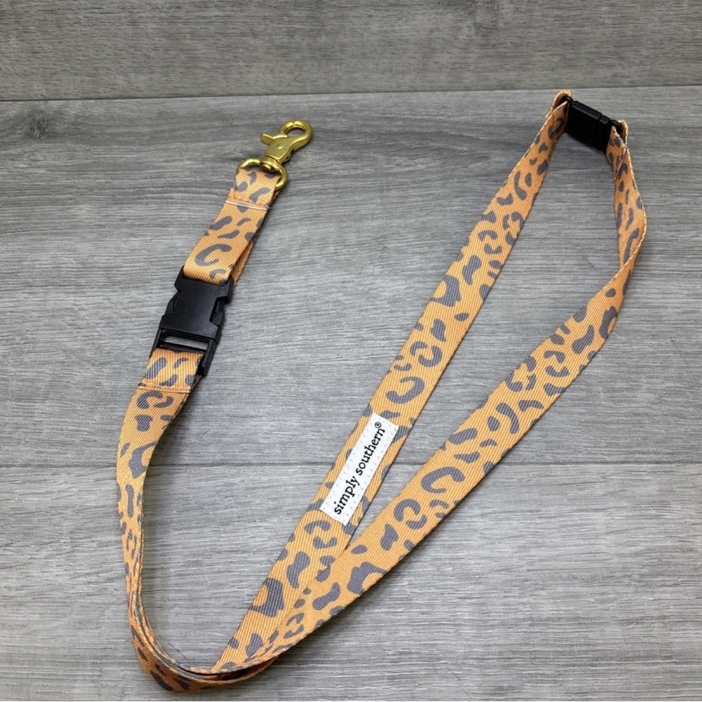 Simply Southern Lanyard Orange And Grey Leo Leopard Pattern With Clip